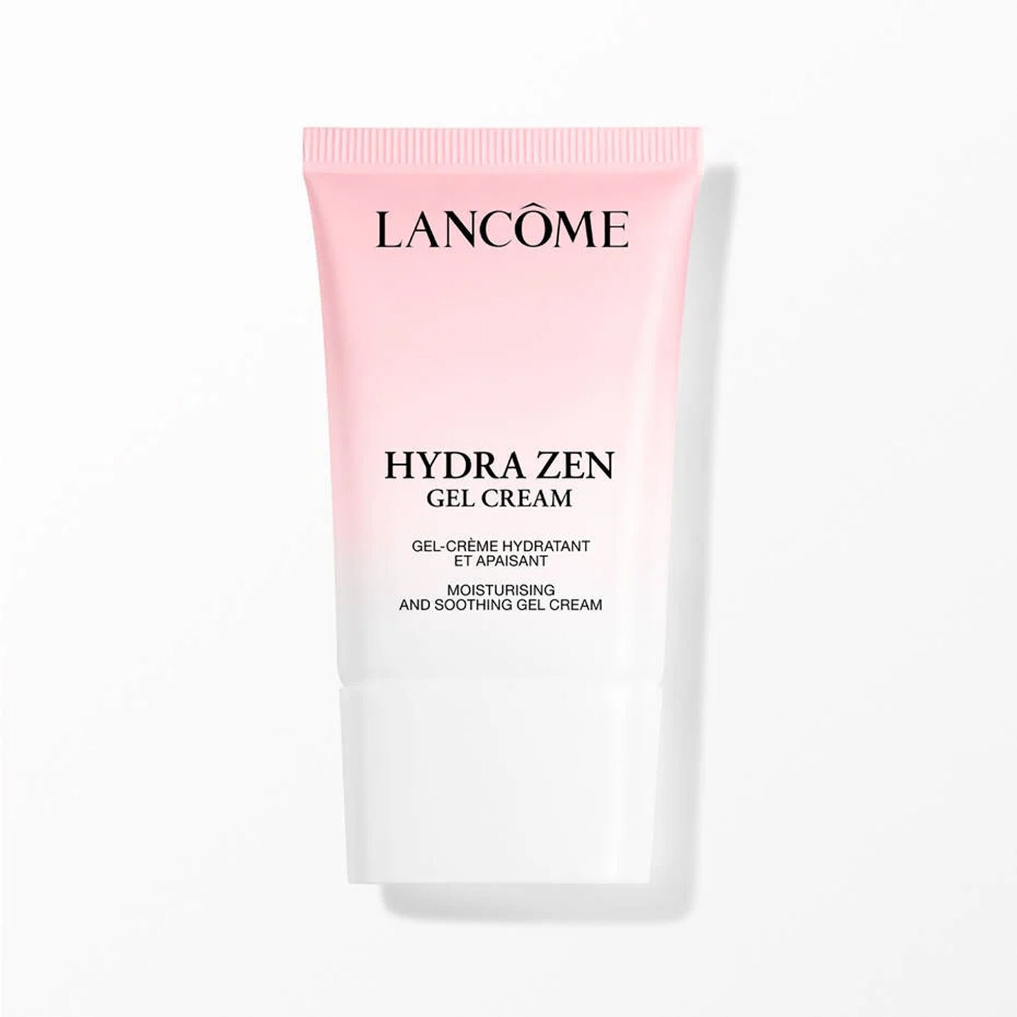 A pink and white tube of Lancome Hydra Zen Gel Cream.