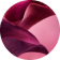Two fluid, deep magenta and red petal-like shapes curve gracefully against a soft, gradient pink background.